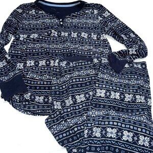 Nautica Womens Snowflake Pajama Set L V-Neck Winter Print